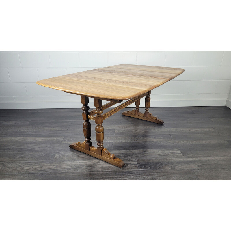 Vintage extendable elmwood table for Ercol, 1990s