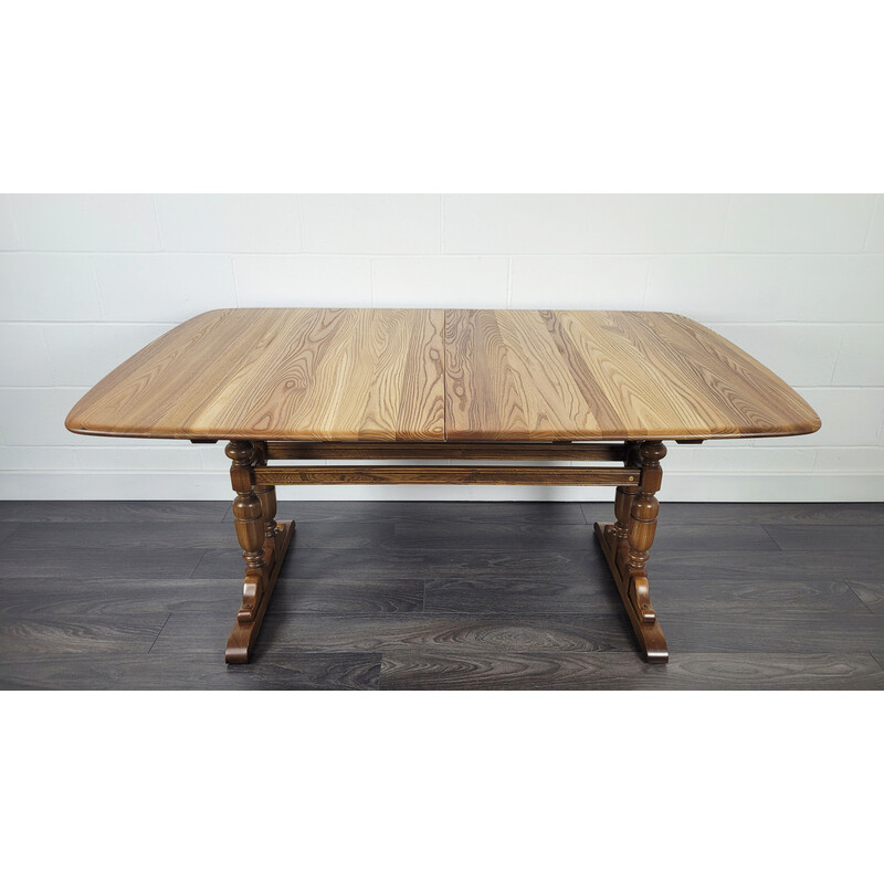 Vintage extendable elmwood table for Ercol, 1990s