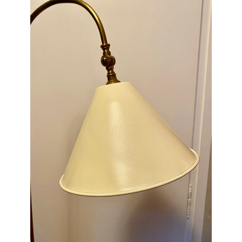 Lámpara de lectura vintage de latón dorado, 1960