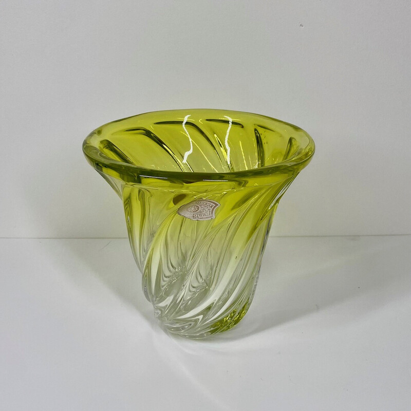 Vaso de cristal amarelo vintage