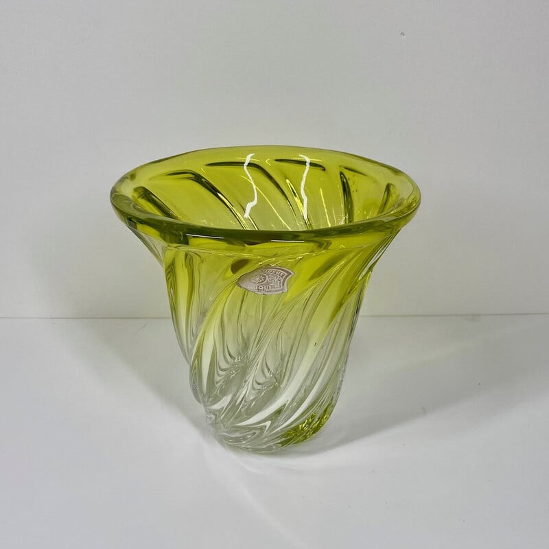 Vintage yellow crystal vase