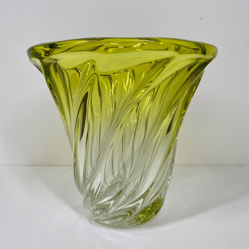 Vase vintage en cristal jaune