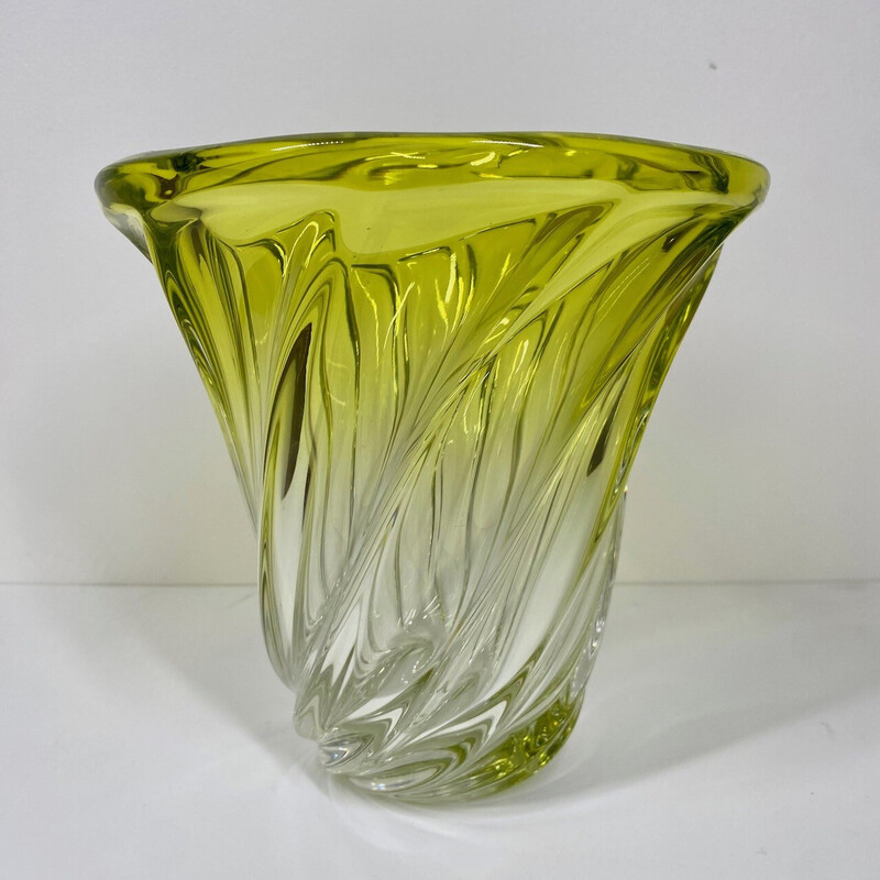 Vintage Vase aus gelbem Kristall
