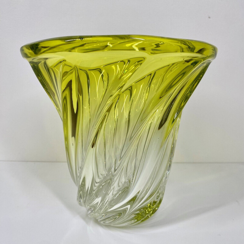 Vase vintage en cristal jaune