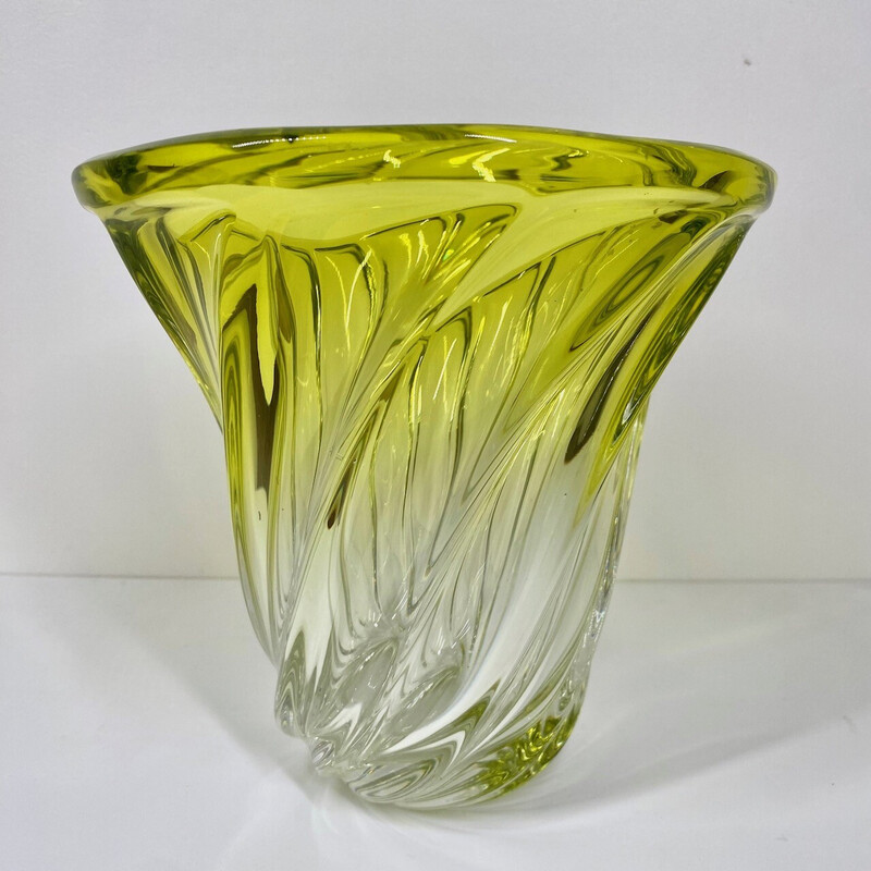 Vintage yellow crystal vase