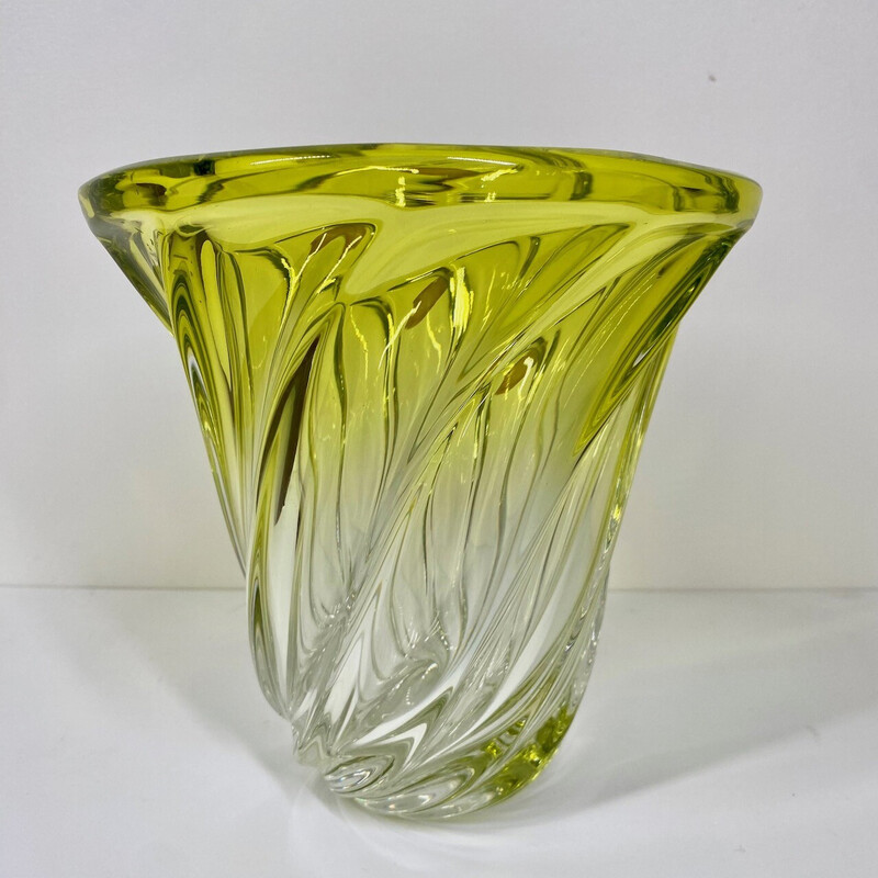 Vintage Vase aus gelbem Kristall