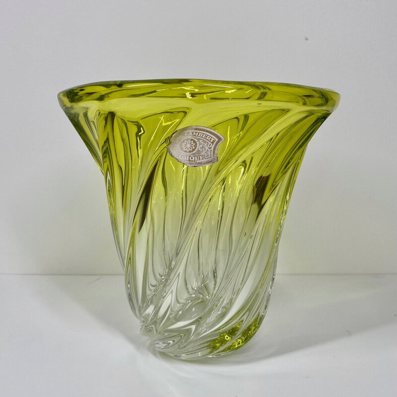 Vaso de cristal amarelo vintage