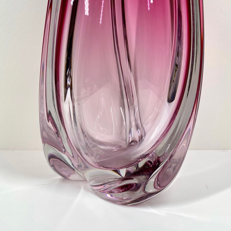 Vase vintage en verre Vatel par René Delvenne, Belgique 1970