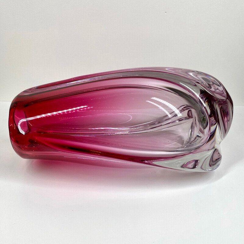 Vintage Vatel glass vase by René Delvenne, Belgium 1970