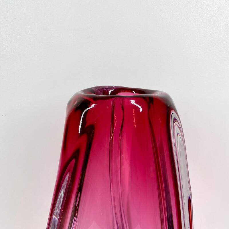 Vase vintage en verre Vatel par René Delvenne, Belgique 1970