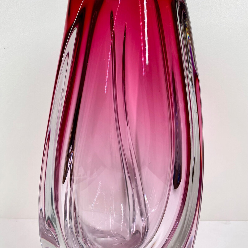 Vintage Vatel glass vase by René Delvenne, Belgium 1970