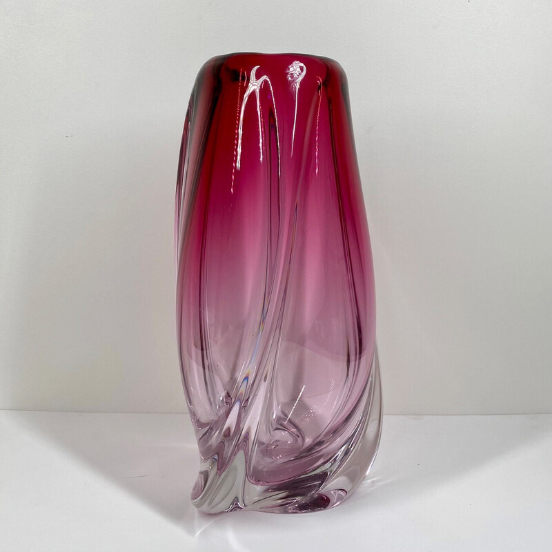 Vaso vintage in vetro Vatel di René Delvenne, Belgio 1970