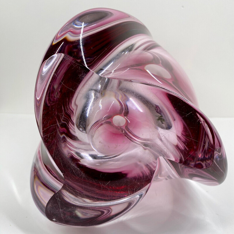 Vintage Vatel glass vase by René Delvenne, Belgium 1970