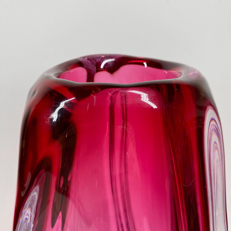 Vintage Vatel glass vase by René Delvenne, Belgium 1970