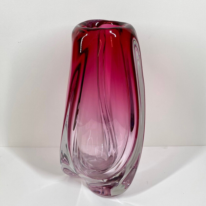 Vintage Vatel glazen vaas van René Delvenne, België 1970