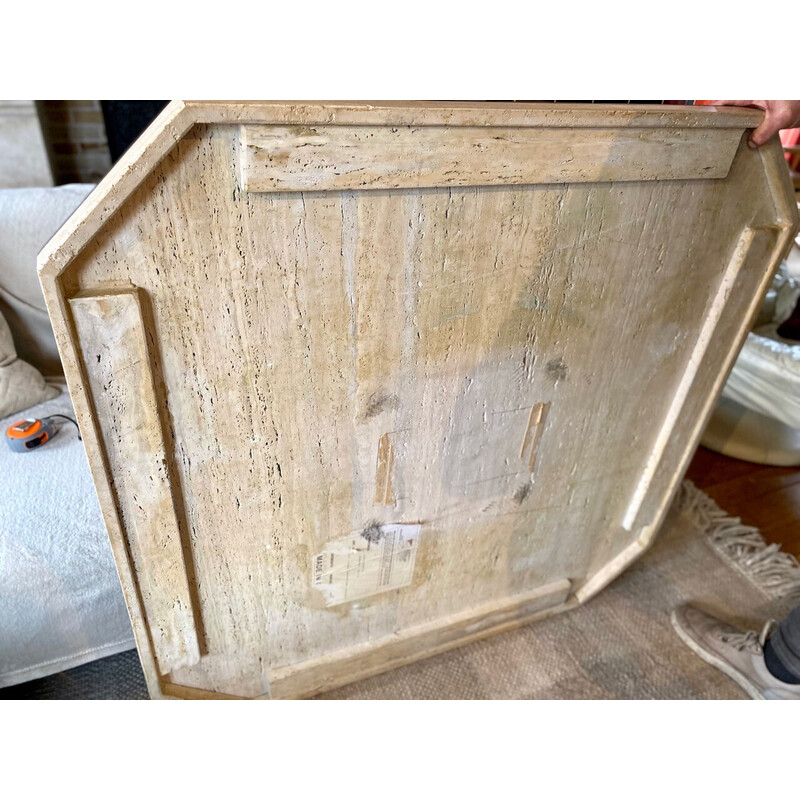 Square vintage coffee table in travertine, Italy