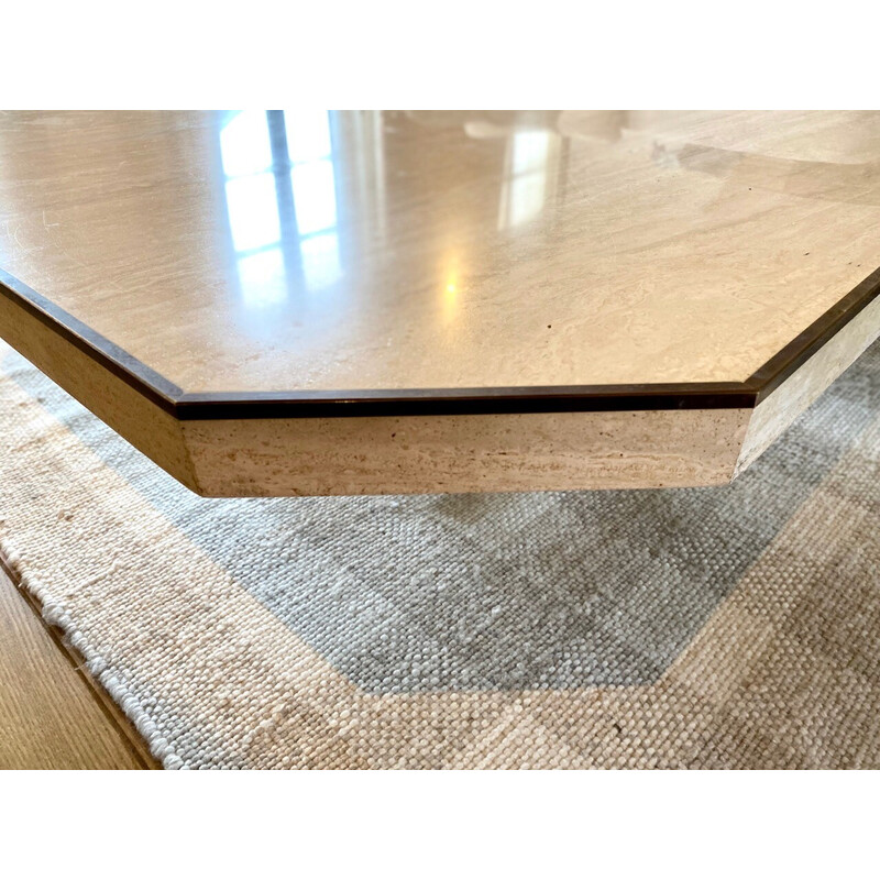 Vintage square coffee table in travertine for Stone International, Italy