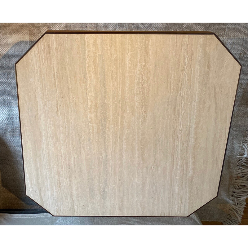 Table basse carrée vintage en travertin pour Stone International, Italie