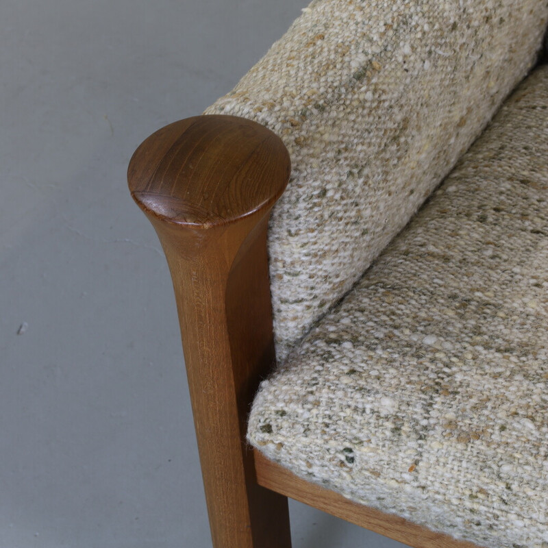 Pair of vintage bouclé and teak lounge chairs by Arne Vodder for Cado, Denmark 1970