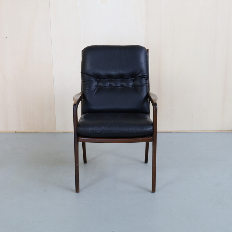 Vintage lederen fauteuil van Eugen Schmidt voor Soloform