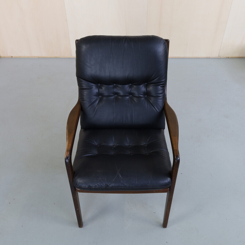 Vintage leather armchair by Eugen Schmidt for Soloform
