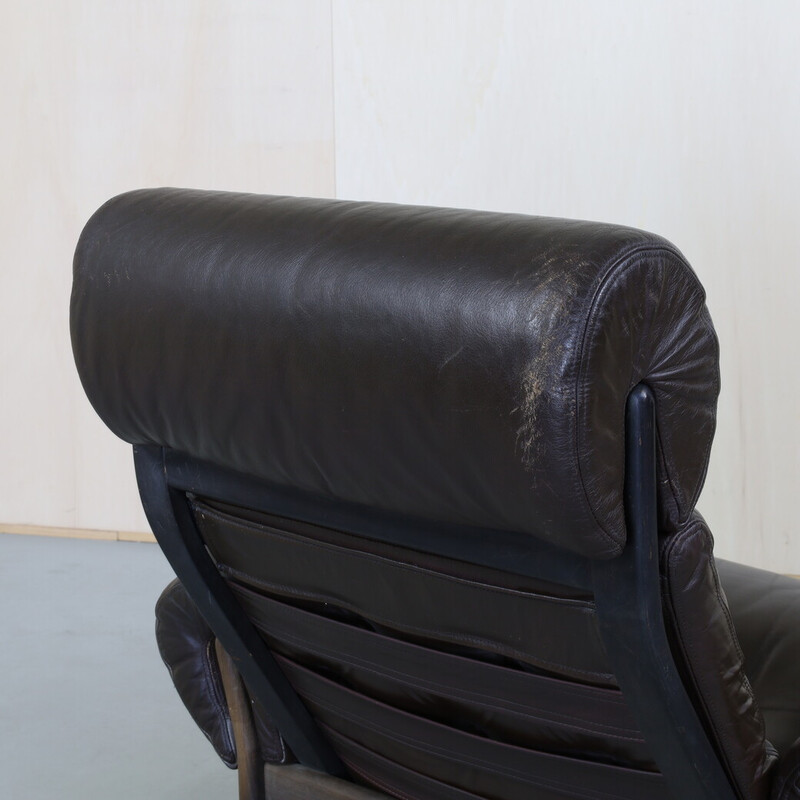 Vintage leather lounge chair for Coja