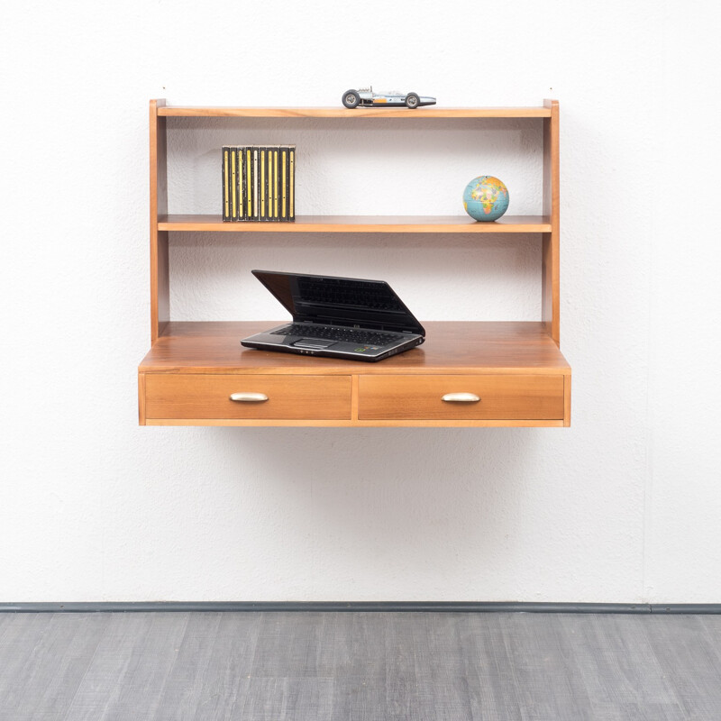 Handy wall writing desk in walnut wood - 1950s