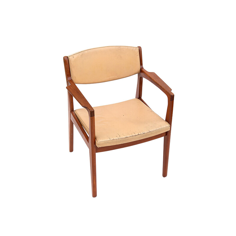 Vintage Danish teak and leather armchair by Erik Buck for Ørum Møbelfabrik