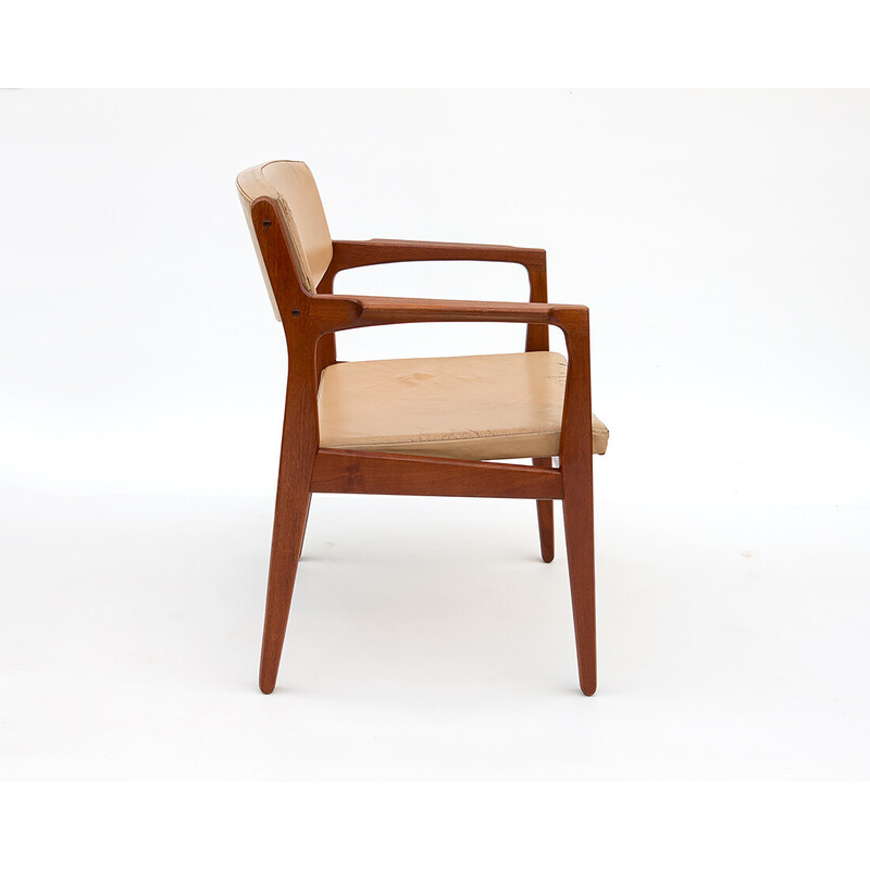 Vintage Danish teak and leather armchair by Erik Buck for Ørum Møbelfabrik