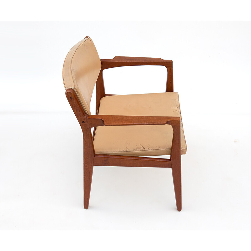 Vintage Danish teak and leather armchair by Erik Buck for Ørum Møbelfabrik