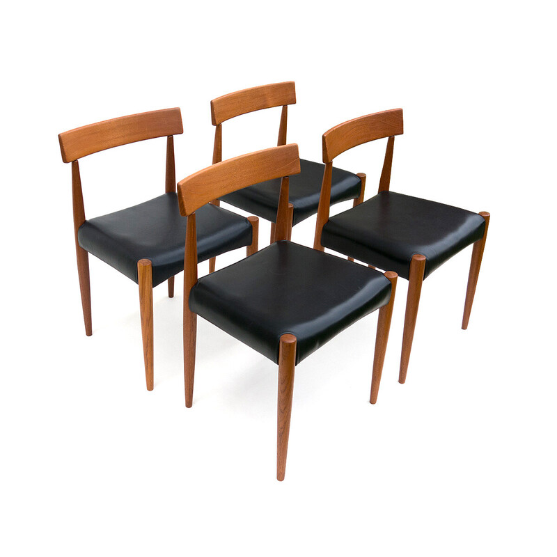 Set of 4 vintage teak chairs by Arne Hovmand-Olsen for Mogens Cold, 1965