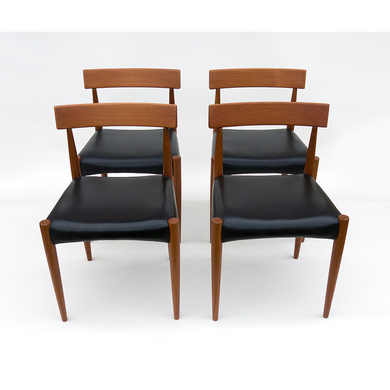 Juego de 4 sillas vintage de teca de Arne Hovmand-Olsen para Mogens Cold, 1965