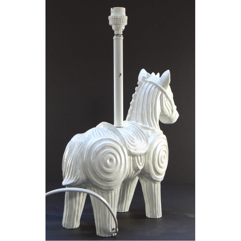 Base de lámpara vintage de madera con forma de caballo de Jonathan Adler