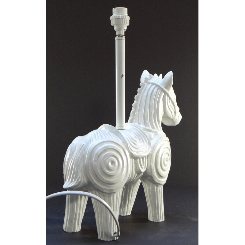 Vintage wooden horse lamp base by Jonathan Adler