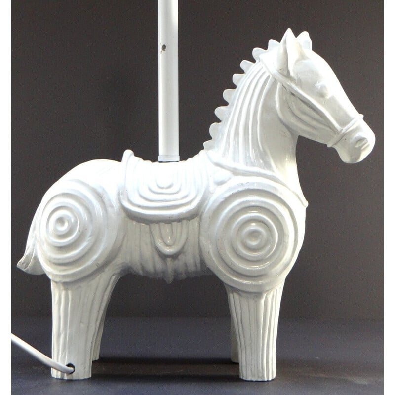 Pied de lampe cheval vintage en bois par Jonathan Adler