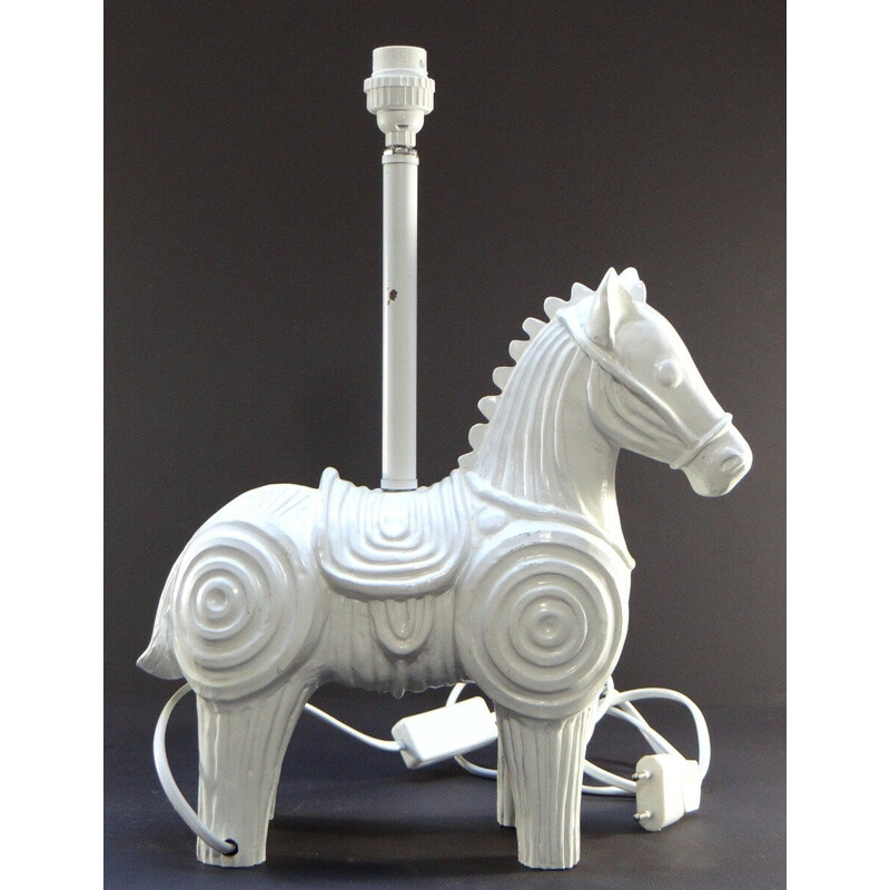Base de lámpara vintage de madera con forma de caballo de Jonathan Adler