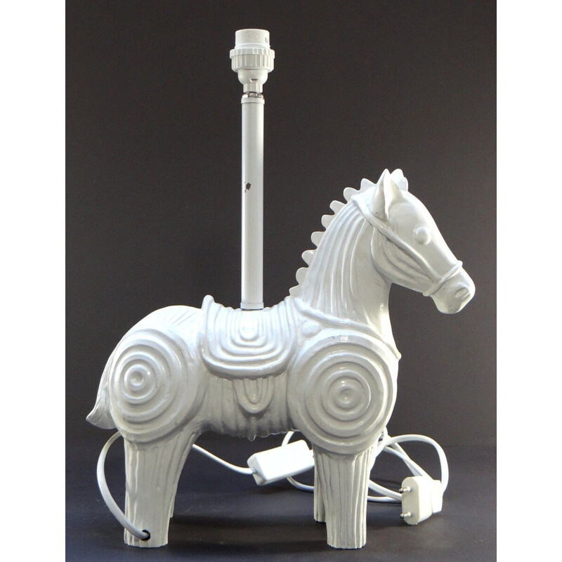 Vintage wooden horse lamp base by Jonathan Adler