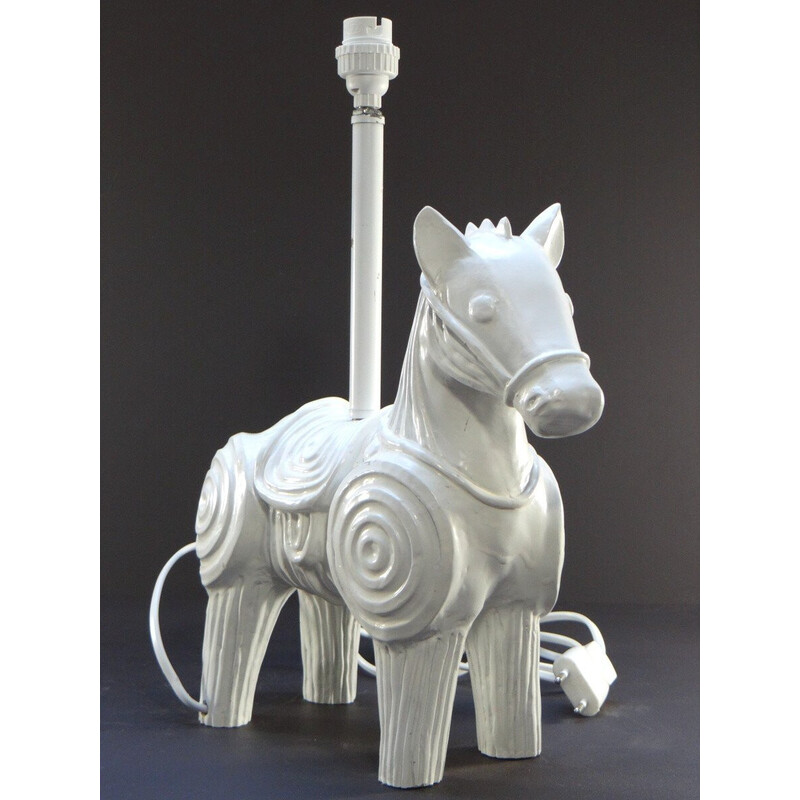 Pied de lampe cheval vintage en bois par Jonathan Adler