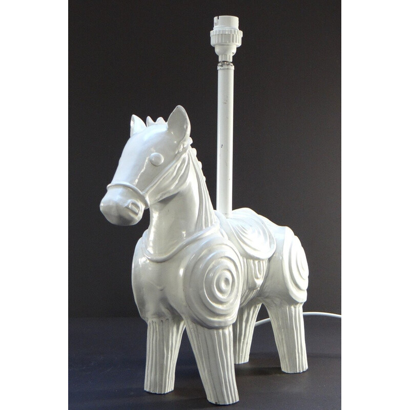 Vintage wooden horse lamp base by Jonathan Adler