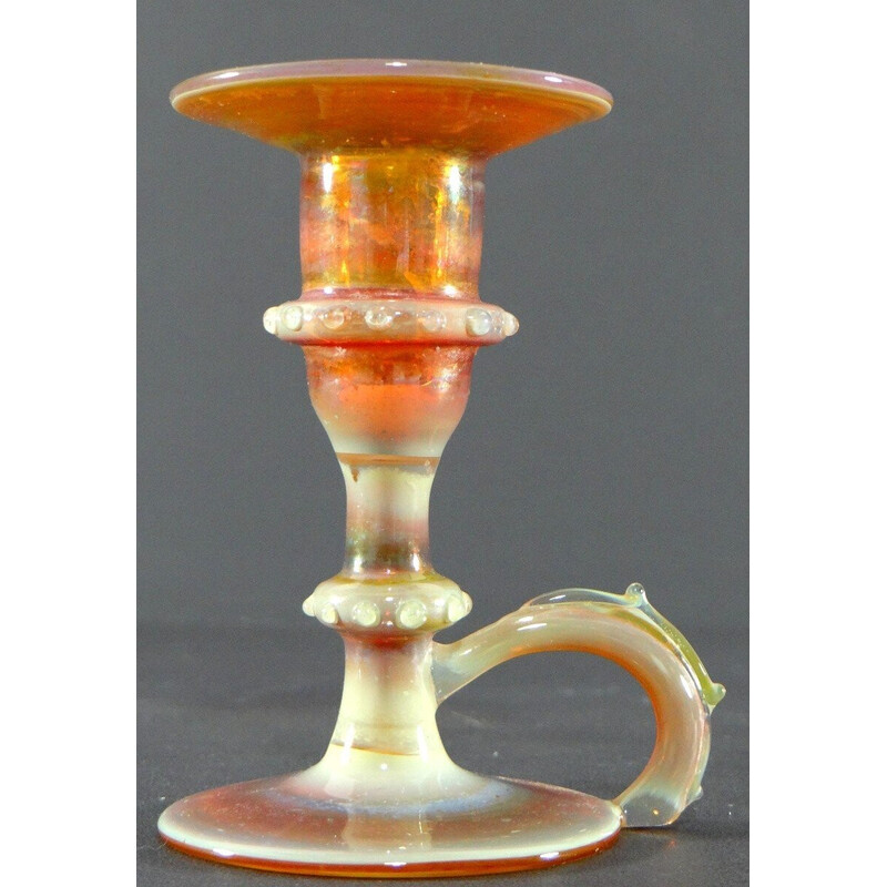 Pair of vintage blown glass candlesticks, Italy 1950