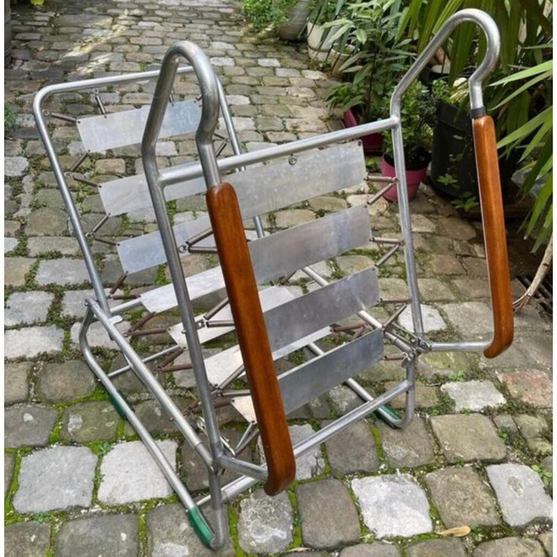 Vintage converteerbare fauteuil in donkergroen skai van François Caruelle, Frankrijk 1950