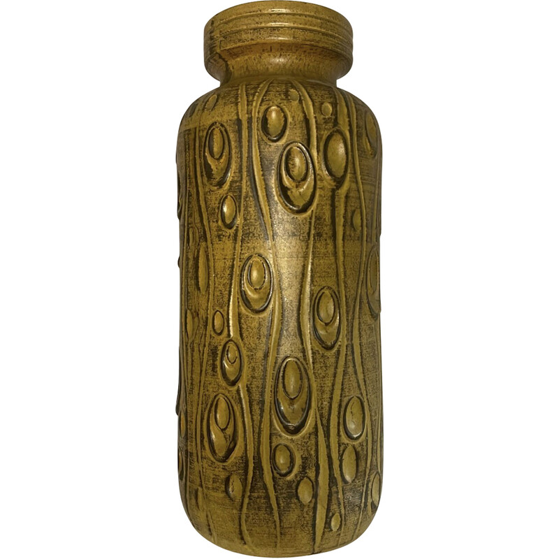 Vaso vintage in ceramica dorata incisa della Germania occidentale di Scheurich Keramic, 1960