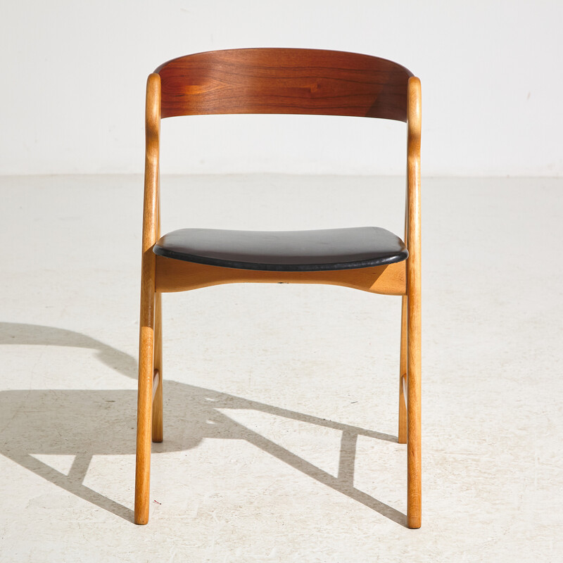 Vintage oak and leather chair by Henning Kjærnulf for Boltings Stolefabrik, 1960s
