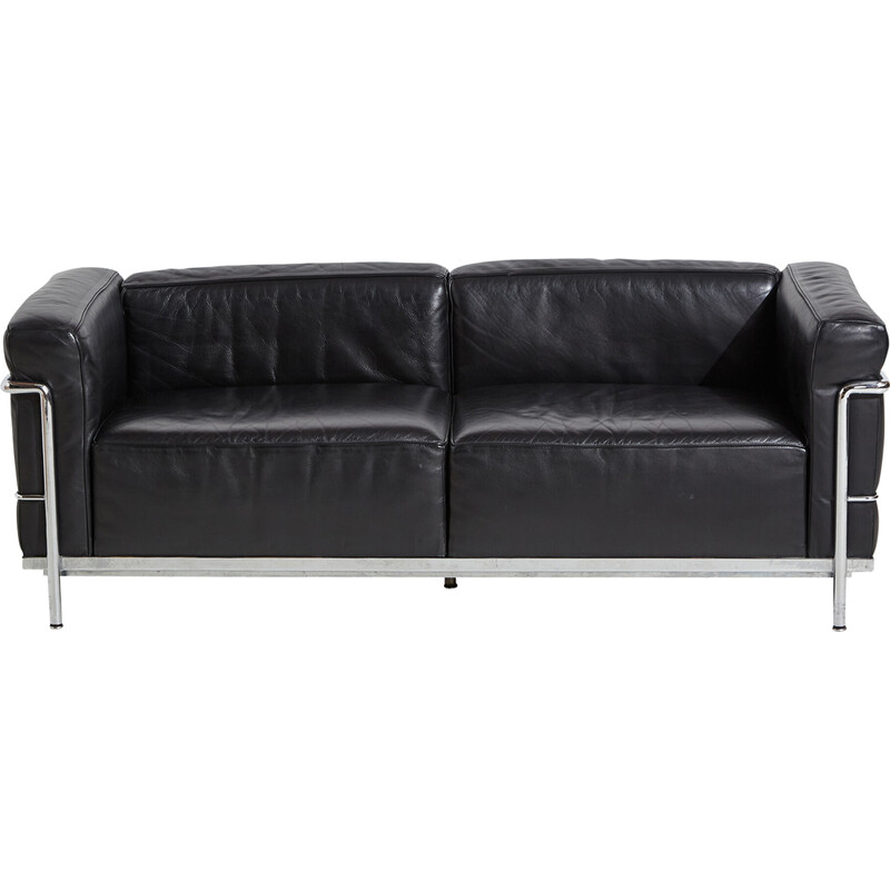 Sofá de couro Vintage de dois lugares "Lc3" para Cassina, 2000s