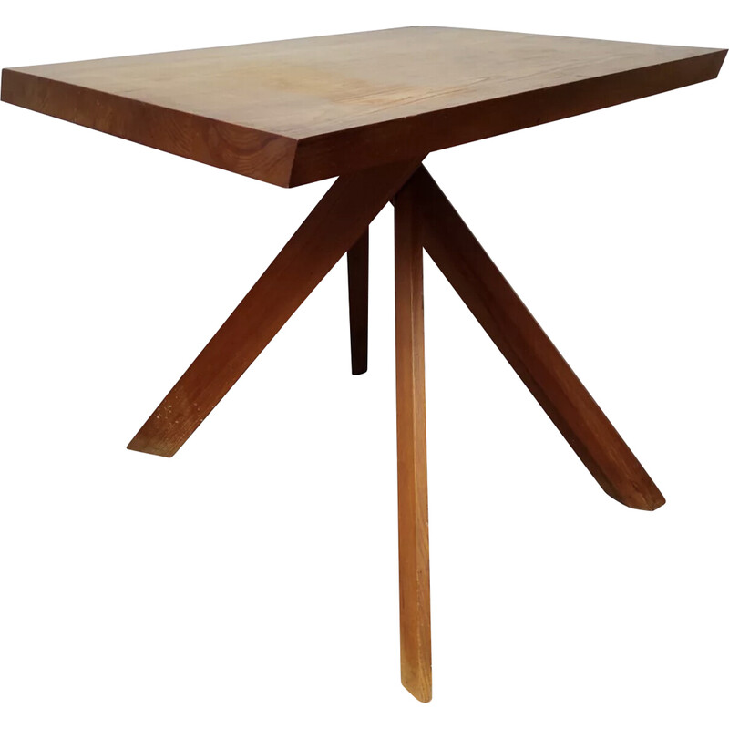 Vintage elmwood table by Pierre Chapo, 1950