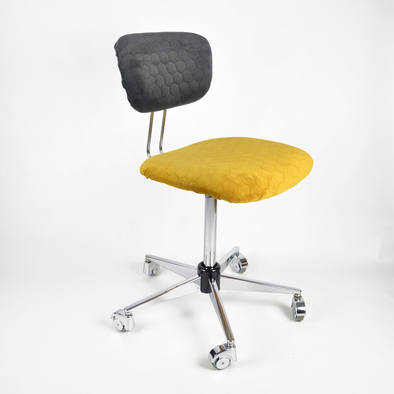 Vintage desk chair in chromed steel by Kontorsmöbler Malmö, Sweden 1960