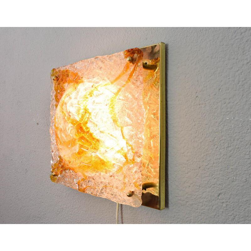 Vintage glass and brass wall lamp for Mazzega, Italy 1960