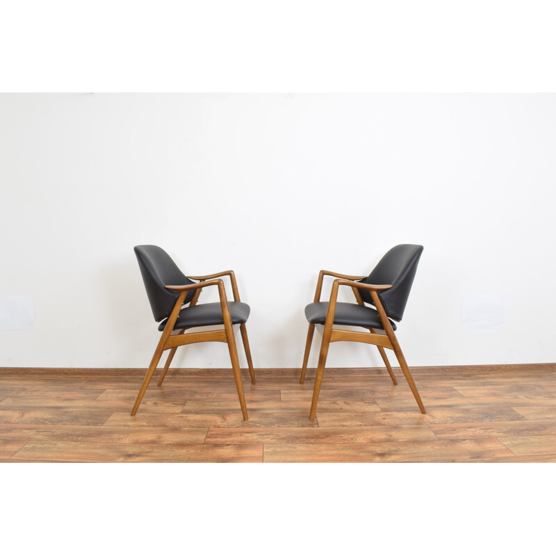 Paar vintage lederen fauteuils van Alf Svensson voor Dux, Zweden 1960