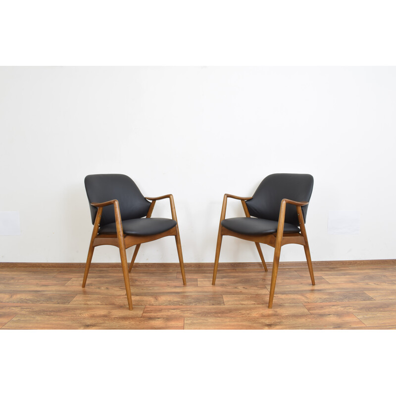 Pareja de sillones de cuero vintage de Alf Svensson para Dux, Suecia 1960