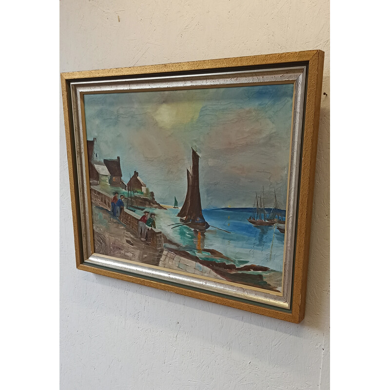 Pintura de paisagem marítima vintage